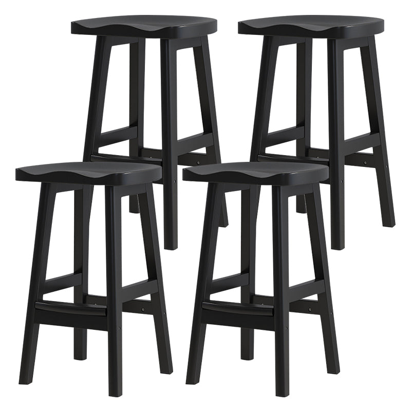 Solid Wood Modern Bar Stool Saddle Seat Backless Indoor Stool with Wood Legs Black 4 Piece Set Bar Stool (28" H) Clearhalo 'Bar Furniture' 'Bar Stools' 'bar_stools' 'furn' 'furn_bar_stools' 'furniture_bar_stools' 'Kitchen & Dining Furniture' 'kitchen&dining_furn' 'kitchen' 'kitchen_furn' Furniture' 4186298