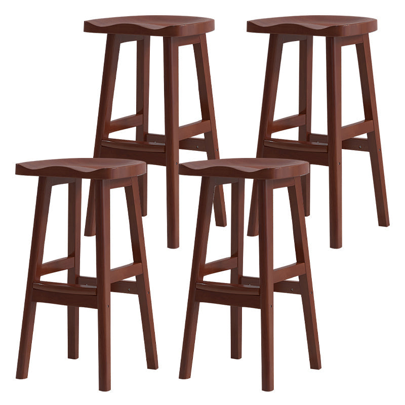 Solid Wood Modern Bar Stool Saddle Seat Backless Indoor Stool with Wood Legs Walnut 4 Piece Set Bar Stool(31"H) Clearhalo 'Bar Furniture' 'Bar Stools' 'bar_stools' 'furn' 'furn_bar_stools' 'furniture_bar_stools' 'Kitchen & Dining Furniture' 'kitchen&dining_furn' 'kitchen' 'kitchen_furn' Furniture' 4186300