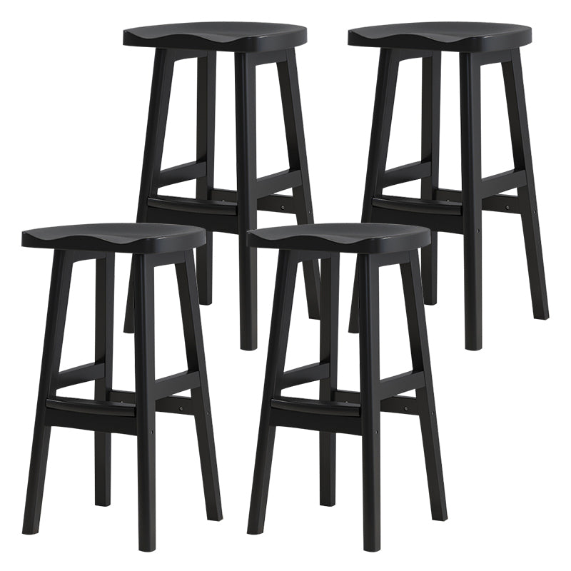 Solid Wood Modern Bar Stool Saddle Seat Backless Indoor Stool with Wood Legs Black 4 Piece Set Bar Stool(31"H) Clearhalo 'Bar Furniture' 'Bar Stools' 'bar_stools' 'furn' 'furn_bar_stools' 'furniture_bar_stools' 'Kitchen & Dining Furniture' 'kitchen&dining_furn' 'kitchen' 'kitchen_furn' Furniture' 4186301