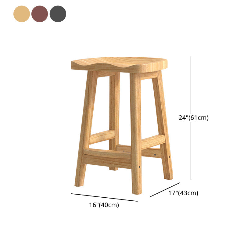 Solid Wood Modern Bar Stool Saddle Seat Backless Indoor Stool with Wood Legs Clearhalo 'Bar Furniture' 'Bar Stools' 'bar_stools' 'furn' 'furn_bar_stools' 'furniture_bar_stools' 'Kitchen & Dining Furniture' 'kitchen&dining_furn' 'kitchen' 'kitchen_furn' Furniture' 4186303