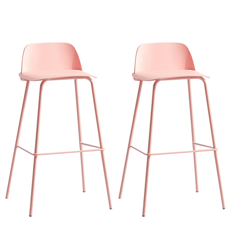 Modern Plastic Counter & Bar Stool Rectangle Footrest Indoor Bar Stool Pink 2 Piece Set Clearhalo 'Bar Furniture' 'Bar Stools' 'bar_stools' 'furn' 'furn_bar_stools' 'furniture_bar_stools' 'Kitchen & Dining Furniture' 'kitchen&dining_furn' 'kitchen' 'kitchen_furn' Furniture' 4186328