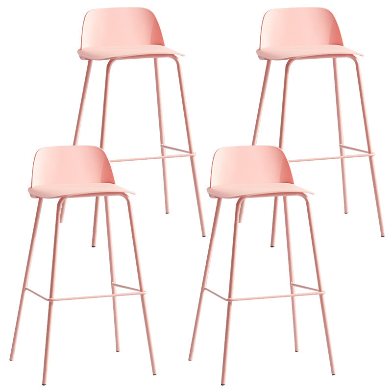 Modern Plastic Counter & Bar Stool Rectangle Footrest Indoor Bar Stool Pink 4 Piece Set Clearhalo 'Bar Furniture' 'Bar Stools' 'bar_stools' 'furn' 'furn_bar_stools' 'furniture_bar_stools' 'Kitchen & Dining Furniture' 'kitchen&dining_furn' 'kitchen' 'kitchen_furn' Furniture' 4186335