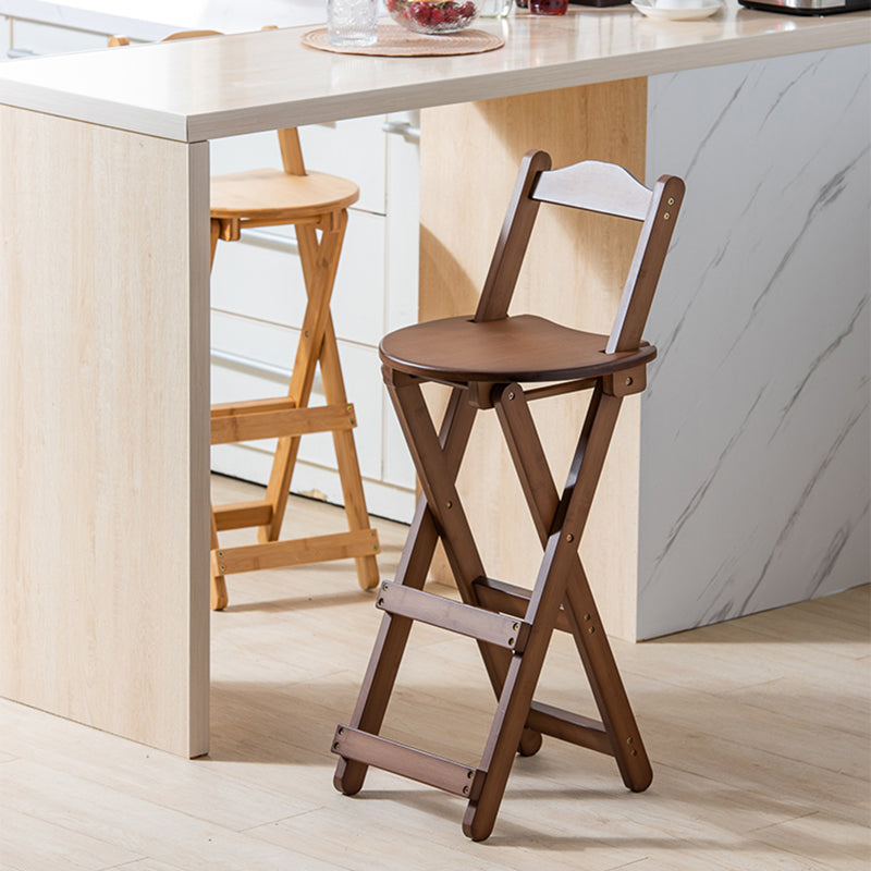 Folding Wood Counter-height Stool Round Low Back Modern Arm Less Stool Clearhalo 'Bar Furniture' 'Bar Stools' 'bar_stools' 'furn' 'furn_bar_stools' 'furniture_bar_stools' 'Kitchen & Dining Furniture' 'kitchen&dining_furn' 'kitchen' 'kitchen_furn' Furniture' 4186338