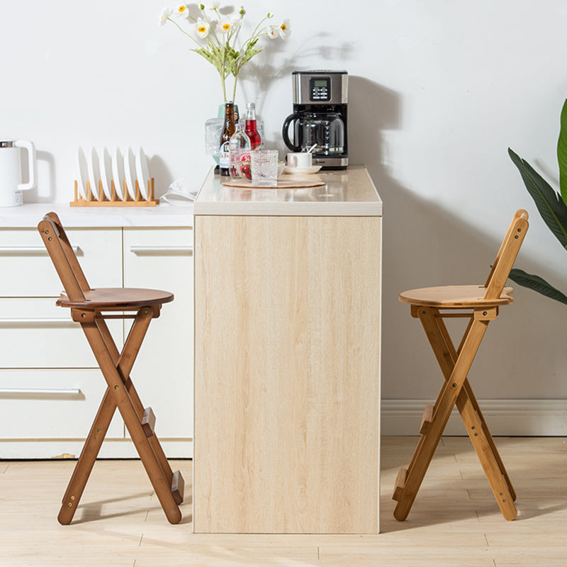 Folding Wood Counter-height Stool Round Low Back Modern Arm Less Stool Clearhalo 'Bar Furniture' 'Bar Stools' 'bar_stools' 'furn' 'furn_bar_stools' 'furniture_bar_stools' 'Kitchen & Dining Furniture' 'kitchen&dining_furn' 'kitchen' 'kitchen_furn' Furniture' 4186345