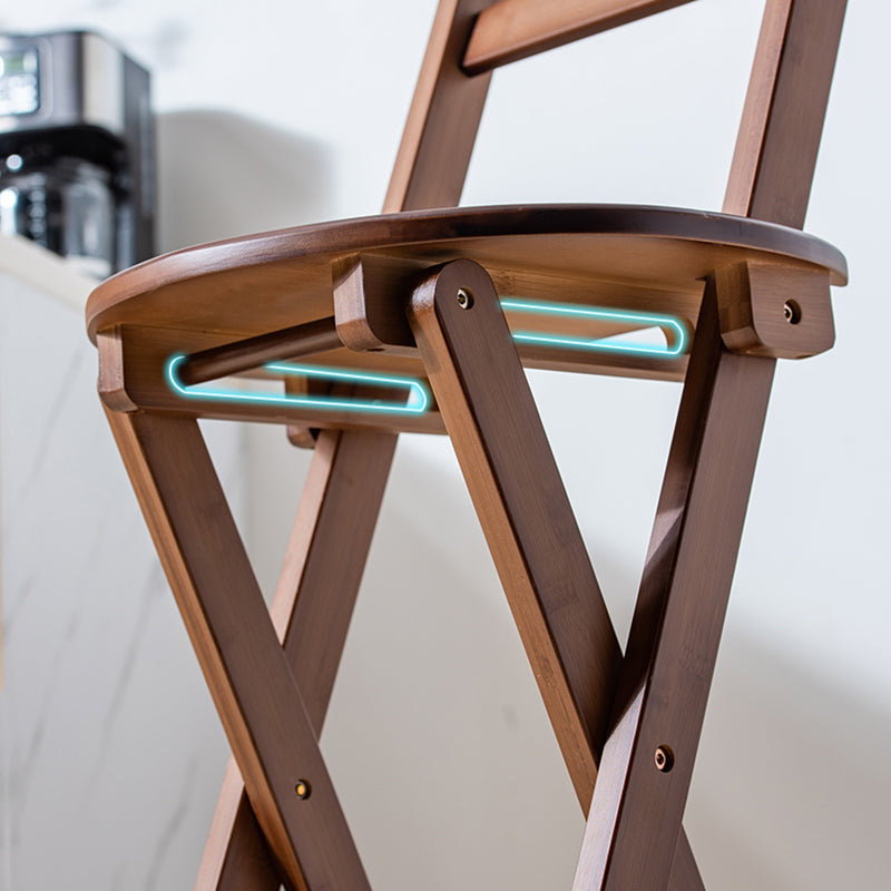 Folding Wood Counter-height Stool Round Low Back Modern Arm Less Stool Clearhalo 'Bar Furniture' 'Bar Stools' 'bar_stools' 'furn' 'furn_bar_stools' 'furniture_bar_stools' 'Kitchen & Dining Furniture' 'kitchen&dining_furn' 'kitchen' 'kitchen_furn' Furniture' 4186349