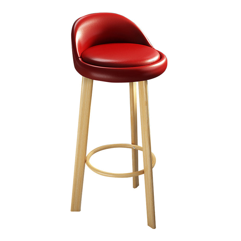 Modern Armless Counter Stool Steel Household Bar Stool with Cushion Red Natural Clearhalo 'Bar Furniture' 'Bar Stools' 'bar_stools' 'furn' 'furn_bar_stools' 'furniture_bar_stools' 'Kitchen & Dining Furniture' 'kitchen&dining_furn' 'kitchen' 'kitchen_furn' Furniture' 4186366