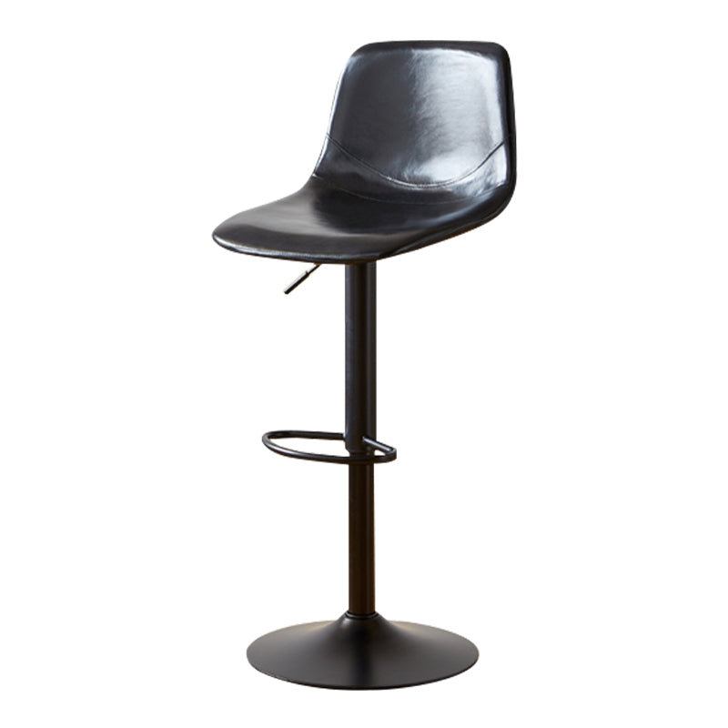 Modern Leather Bar Stool Footrest Bucket Adjustable Indoor Counter Stool Gloss Black Clearhalo 'Bar Furniture' 'Bar Stools' 'bar_stools' 'furn' 'furn_bar_stools' 'furniture_bar_stools' 'Kitchen & Dining Furniture' 'kitchen&dining_furn' 'kitchen' 'kitchen_furn' Furniture' 4186400