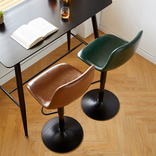 Modern Leather Bar Stool Footrest Bucket Adjustable Indoor Counter Stool Clearhalo 'Bar Furniture' 'Bar Stools' 'bar_stools' 'furn' 'furn_bar_stools' 'furniture_bar_stools' 'Kitchen & Dining Furniture' 'kitchen&dining_furn' 'kitchen' 'kitchen_furn' Furniture' 4186405
