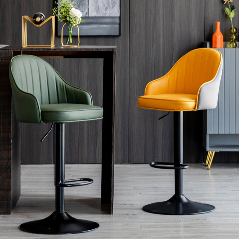Modern Rotatable Armless Counter Stool Iron Household Bar Stool with Leather Cushion Clearhalo 'Bar Furniture' 'Bar Stools' 'bar_stools' 'furn' 'furn_bar_stools' 'furniture_bar_stools' 'Kitchen & Dining Furniture' 'kitchen&dining_furn' 'kitchen' 'kitchen_furn' Furniture' 4186411