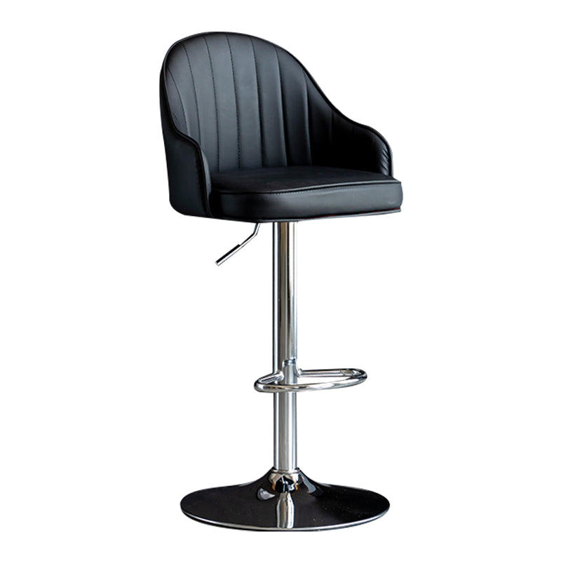 Modern Rotatable Armless Counter Stool Iron Household Bar Stool with Leather Cushion Black Silver 1 Piece Clearhalo 'Bar Furniture' 'Bar Stools' 'bar_stools' 'furn' 'furn_bar_stools' 'furniture_bar_stools' 'Kitchen & Dining Furniture' 'kitchen&dining_furn' 'kitchen' 'kitchen_furn' Furniture' 4186412