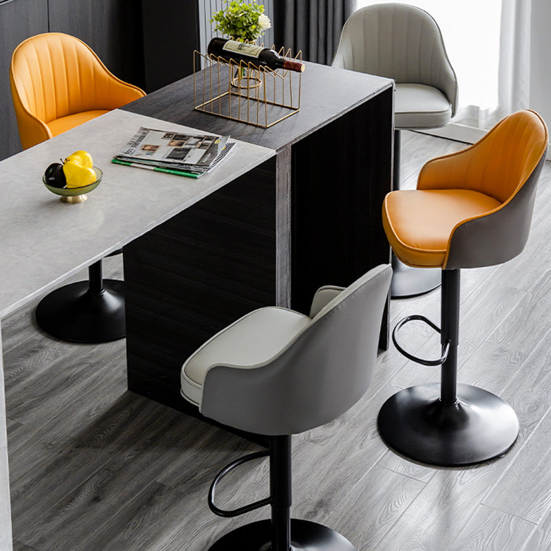 Modern Rotatable Armless Counter Stool Iron Household Bar Stool with Leather Cushion Clearhalo 'Bar Furniture' 'Bar Stools' 'bar_stools' 'furn' 'furn_bar_stools' 'furniture_bar_stools' 'Kitchen & Dining Furniture' 'kitchen&dining_furn' 'kitchen' 'kitchen_furn' Furniture' 4186413