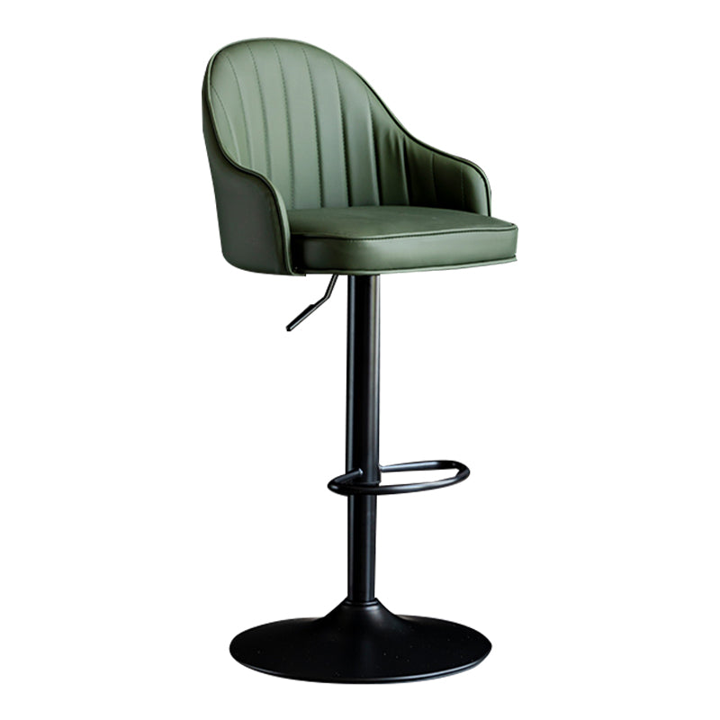 Modern Rotatable Armless Counter Stool Iron Household Bar Stool with Leather Cushion Green Black 1 Piece Clearhalo 'Bar Furniture' 'Bar Stools' 'bar_stools' 'furn' 'furn_bar_stools' 'furniture_bar_stools' 'Kitchen & Dining Furniture' 'kitchen&dining_furn' 'kitchen' 'kitchen_furn' Furniture' 4186416