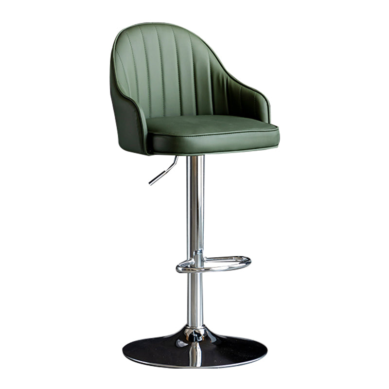Modern Rotatable Armless Counter Stool Iron Household Bar Stool with Leather Cushion Green Silver 1 Piece Clearhalo 'Bar Furniture' 'Bar Stools' 'bar_stools' 'furn' 'furn_bar_stools' 'furniture_bar_stools' 'Kitchen & Dining Furniture' 'kitchen&dining_furn' 'kitchen' 'kitchen_furn' Furniture' 4186418
