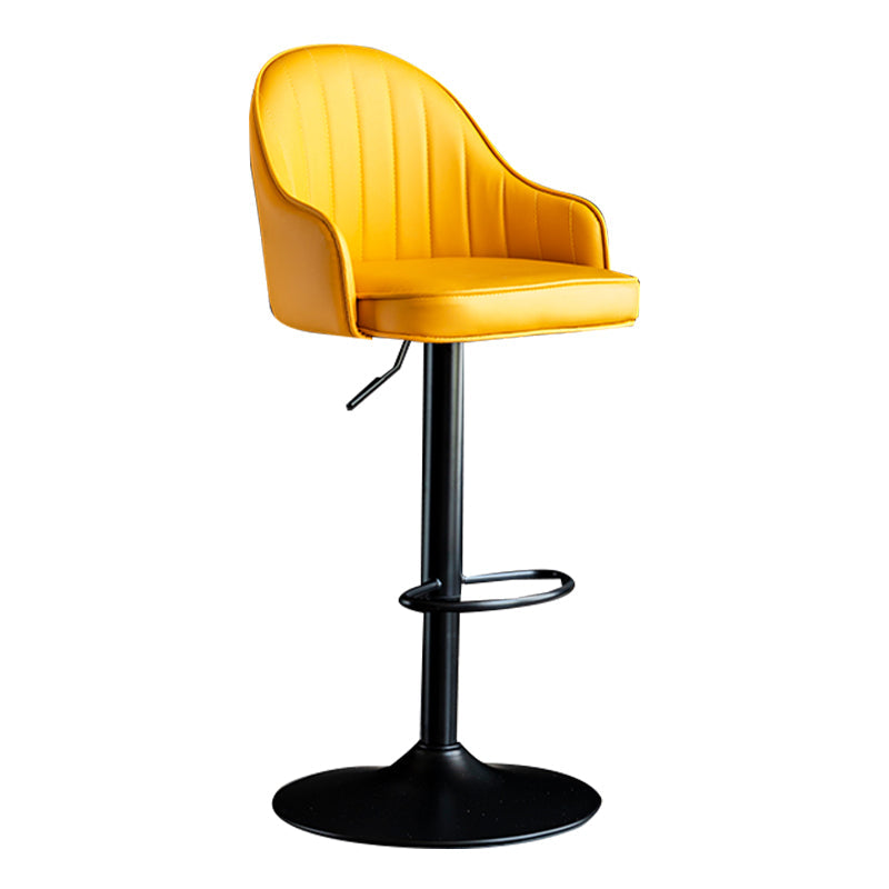 Modern Rotatable Armless Counter Stool Iron Household Bar Stool with Leather Cushion Yellow Black 1 Piece Clearhalo 'Bar Furniture' 'Bar Stools' 'bar_stools' 'furn' 'furn_bar_stools' 'furniture_bar_stools' 'Kitchen & Dining Furniture' 'kitchen&dining_furn' 'kitchen' 'kitchen_furn' Furniture' 4186420