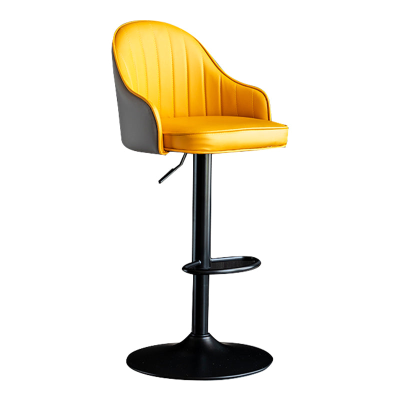 Modern Rotatable Armless Counter Stool Iron Household Bar Stool with Leather Cushion Yellow-Gray Black 1 Piece Clearhalo 'Bar Furniture' 'Bar Stools' 'bar_stools' 'furn' 'furn_bar_stools' 'furniture_bar_stools' 'Kitchen & Dining Furniture' 'kitchen&dining_furn' 'kitchen' 'kitchen_furn' Furniture' 4186423