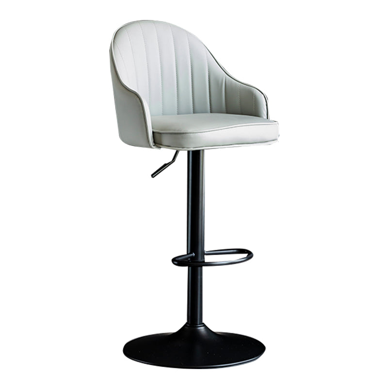 Modern Rotatable Armless Counter Stool Iron Household Bar Stool with Leather Cushion Light Gray Black 1 Piece Clearhalo 'Bar Furniture' 'Bar Stools' 'bar_stools' 'furn' 'furn_bar_stools' 'furniture_bar_stools' 'Kitchen & Dining Furniture' 'kitchen&dining_furn' 'kitchen' 'kitchen_furn' Furniture' 4186428