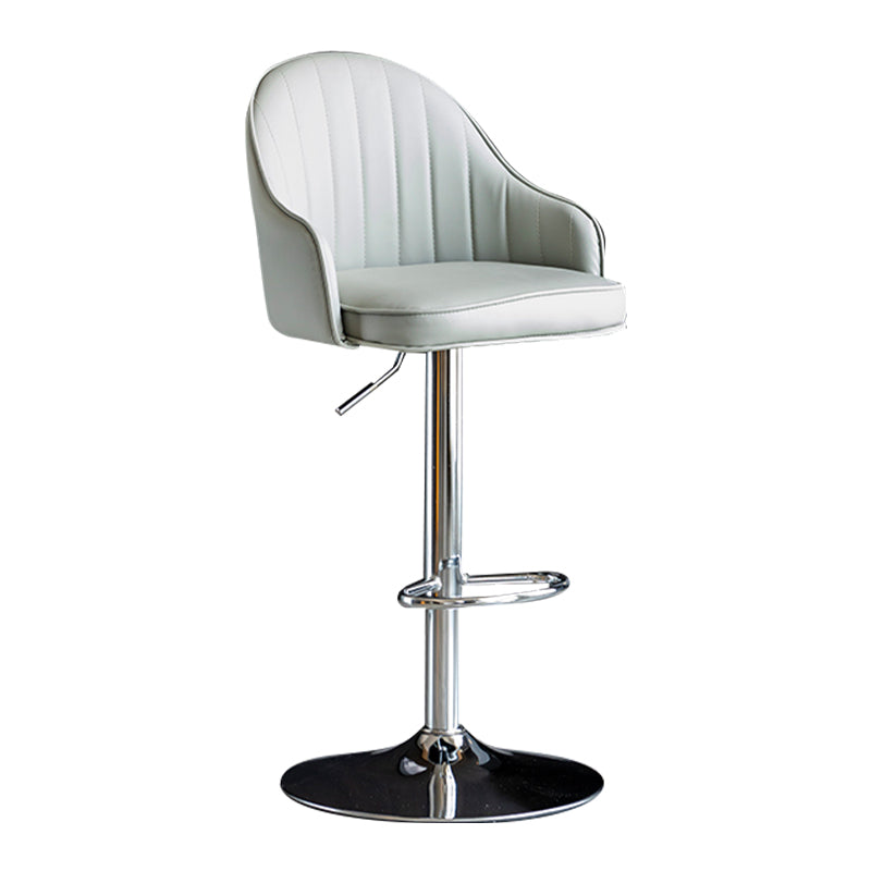 Modern Rotatable Armless Counter Stool Iron Household Bar Stool with Leather Cushion Light Gray Silver 1 Piece Clearhalo 'Bar Furniture' 'Bar Stools' 'bar_stools' 'furn' 'furn_bar_stools' 'furniture_bar_stools' 'Kitchen & Dining Furniture' 'kitchen&dining_furn' 'kitchen' 'kitchen_furn' Furniture' 4186429