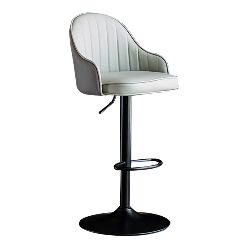 Modern Rotatable Armless Counter Stool Iron Household Bar Stool with Leather Cushion Grey Black 1 Piece Clearhalo 'Bar Furniture' 'Bar Stools' 'bar_stools' 'furn' 'furn_bar_stools' 'furniture_bar_stools' 'Kitchen & Dining Furniture' 'kitchen&dining_furn' 'kitchen' 'kitchen_furn' Furniture' 4186432