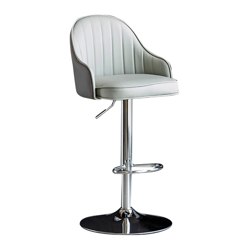 Modern Rotatable Armless Counter Stool Iron Household Bar Stool with Leather Cushion Grey Silver 1 Piece Clearhalo 'Bar Furniture' 'Bar Stools' 'bar_stools' 'furn' 'furn_bar_stools' 'furniture_bar_stools' 'Kitchen & Dining Furniture' 'kitchen&dining_furn' 'kitchen' 'kitchen_furn' Furniture' 4186433