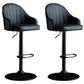 Modern Rotatable Armless Counter Stool Iron Household Bar Stool with Leather Cushion Black Black 2 Piece Set Clearhalo 'Bar Furniture' 'Bar Stools' 'bar_stools' 'furn' 'furn_bar_stools' 'furniture_bar_stools' 'Kitchen & Dining Furniture' 'kitchen&dining_furn' 'kitchen' 'kitchen_furn' Furniture' 4186437