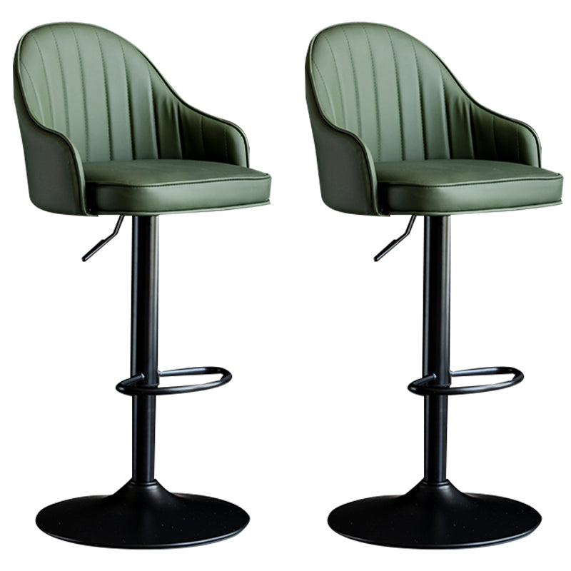 Modern Rotatable Armless Counter Stool Iron Household Bar Stool with Leather Cushion Green Black 2 Piece Set Clearhalo 'Bar Furniture' 'Bar Stools' 'bar_stools' 'furn' 'furn_bar_stools' 'furniture_bar_stools' 'Kitchen & Dining Furniture' 'kitchen&dining_furn' 'kitchen' 'kitchen_furn' Furniture' 4186438