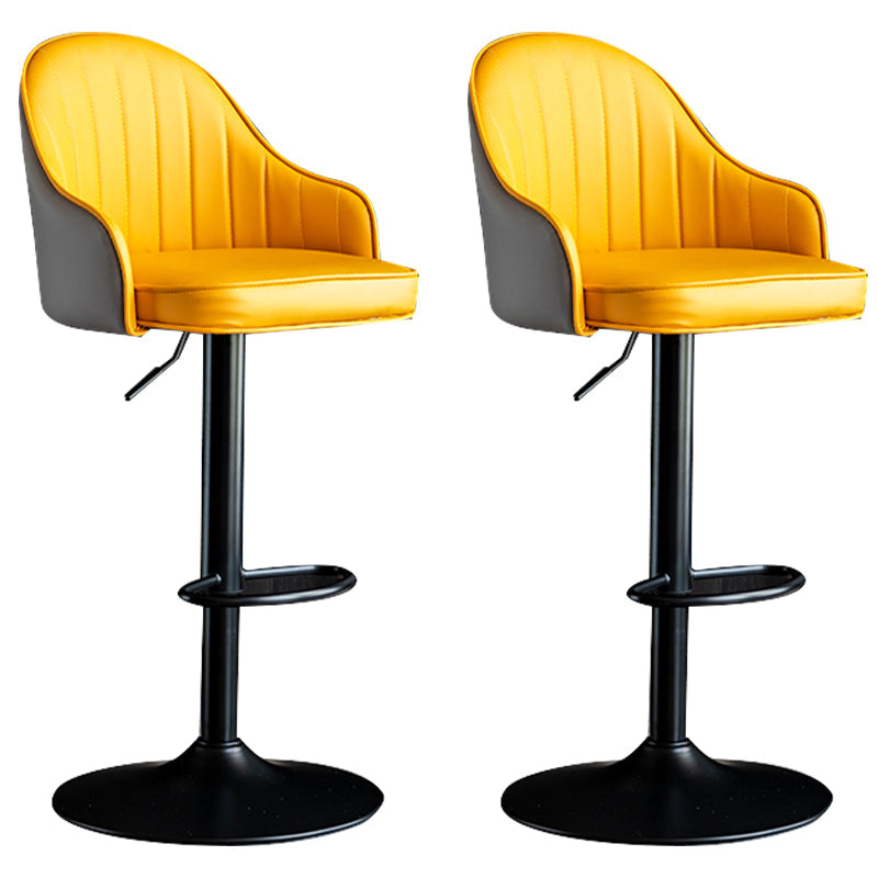 Modern Rotatable Armless Counter Stool Iron Household Bar Stool with Leather Cushion Yellow-Gray Black 2 Piece Set Clearhalo 'Bar Furniture' 'Bar Stools' 'bar_stools' 'furn' 'furn_bar_stools' 'furniture_bar_stools' 'Kitchen & Dining Furniture' 'kitchen&dining_furn' 'kitchen' 'kitchen_furn' Furniture' 4186442