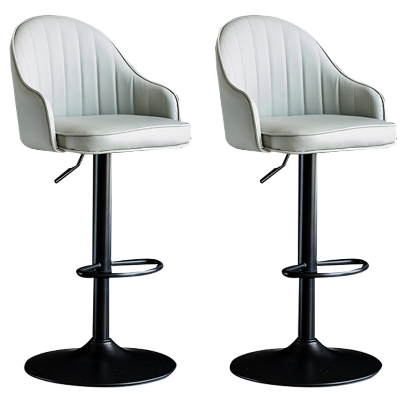 Modern Rotatable Armless Counter Stool Iron Household Bar Stool with Leather Cushion Light Gray Black 2 Piece Set Clearhalo 'Bar Furniture' 'Bar Stools' 'bar_stools' 'furn' 'furn_bar_stools' 'furniture_bar_stools' 'Kitchen & Dining Furniture' 'kitchen&dining_furn' 'kitchen' 'kitchen_furn' Furniture' 4186444