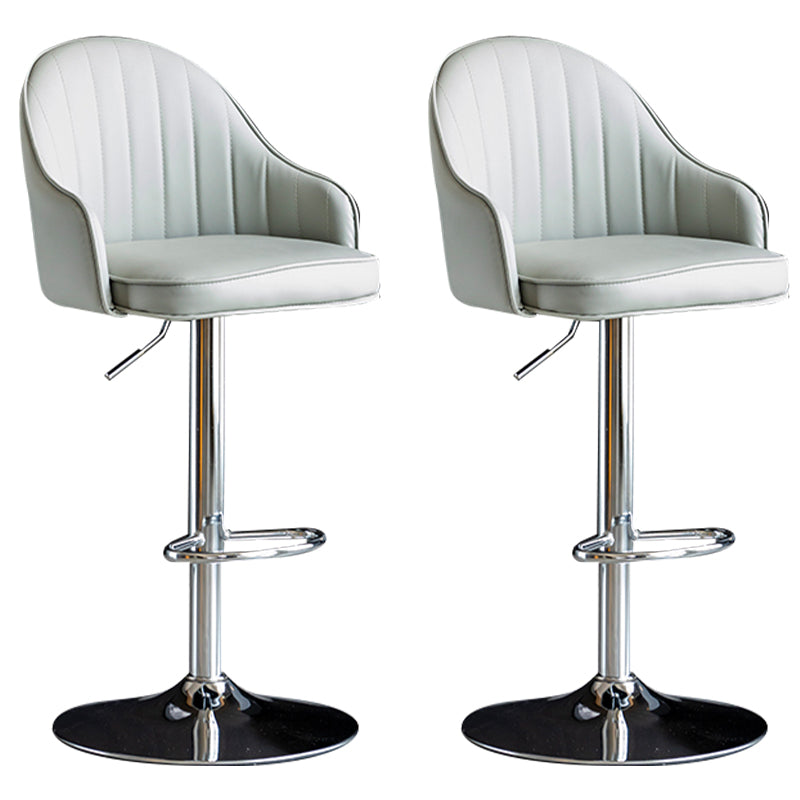 Modern Rotatable Armless Counter Stool Iron Household Bar Stool with Leather Cushion Light Gray Silver 2 Piece Set Clearhalo 'Bar Furniture' 'Bar Stools' 'bar_stools' 'furn' 'furn_bar_stools' 'furniture_bar_stools' 'Kitchen & Dining Furniture' 'kitchen&dining_furn' 'kitchen' 'kitchen_furn' Furniture' 4186445