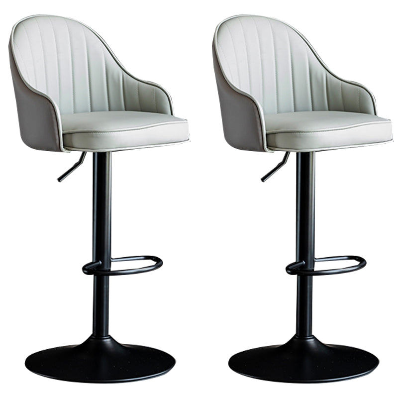 Modern Rotatable Armless Counter Stool Iron Household Bar Stool with Leather Cushion Grey Black 2 Piece Set Clearhalo 'Bar Furniture' 'Bar Stools' 'bar_stools' 'furn' 'furn_bar_stools' 'furniture_bar_stools' 'Kitchen & Dining Furniture' 'kitchen&dining_furn' 'kitchen' 'kitchen_furn' Furniture' 4186446