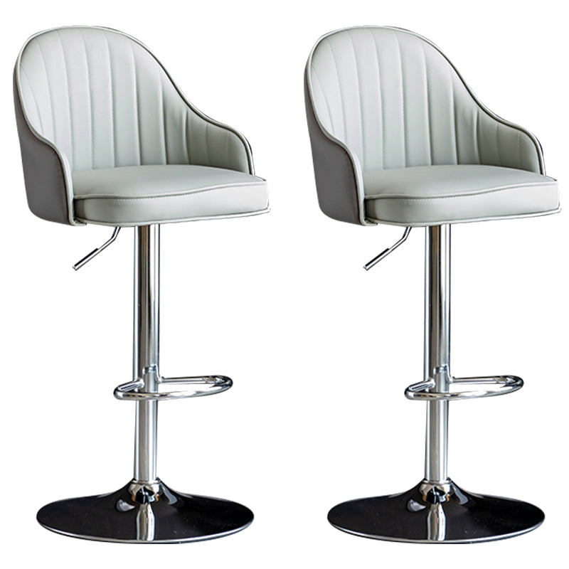 Modern Rotatable Armless Counter Stool Iron Household Bar Stool with Leather Cushion Grey Silver 2 Piece Set Clearhalo 'Bar Furniture' 'Bar Stools' 'bar_stools' 'furn' 'furn_bar_stools' 'furniture_bar_stools' 'Kitchen & Dining Furniture' 'kitchen&dining_furn' 'kitchen' 'kitchen_furn' Furniture' 4186447