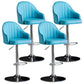 Modern Rotatable Armless Counter Stool Iron Household Bar Stool with Leather Cushion Blue Silver 4 Piece Set Clearhalo 'Bar Furniture' 'Bar Stools' 'bar_stools' 'furn' 'furn_bar_stools' 'furniture_bar_stools' 'Kitchen & Dining Furniture' 'kitchen&dining_furn' 'kitchen' 'kitchen_furn' Furniture' 4186448