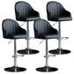 Modern Rotatable Armless Counter Stool Iron Household Bar Stool with Leather Cushion Black Silver 4 Piece Set Clearhalo 'Bar Furniture' 'Bar Stools' 'bar_stools' 'furn' 'furn_bar_stools' 'furniture_bar_stools' 'Kitchen & Dining Furniture' 'kitchen&dining_furn' 'kitchen' 'kitchen_furn' Furniture' 4186450