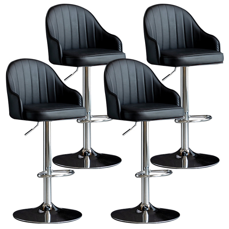 Modern Rotatable Armless Counter Stool Iron Household Bar Stool with Leather Cushion Black Silver 4 Piece Set Clearhalo 'Bar Furniture' 'Bar Stools' 'bar_stools' 'furn' 'furn_bar_stools' 'furniture_bar_stools' 'Kitchen & Dining Furniture' 'kitchen&dining_furn' 'kitchen' 'kitchen_furn' Furniture' 4186450