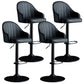 Modern Rotatable Armless Counter Stool Iron Household Bar Stool with Leather Cushion Black Black 4 Piece Set Clearhalo 'Bar Furniture' 'Bar Stools' 'bar_stools' 'furn' 'furn_bar_stools' 'furniture_bar_stools' 'Kitchen & Dining Furniture' 'kitchen&dining_furn' 'kitchen' 'kitchen_furn' Furniture' 4186451