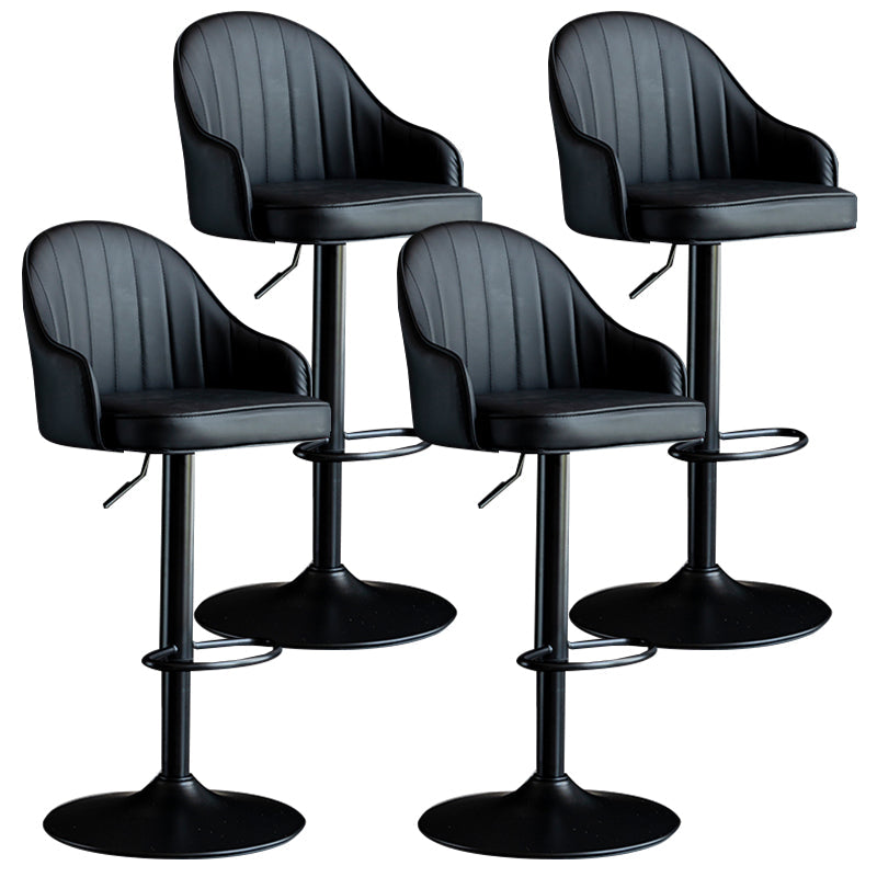 Modern Rotatable Armless Counter Stool Iron Household Bar Stool with Leather Cushion Black Black 4 Piece Set Clearhalo 'Bar Furniture' 'Bar Stools' 'bar_stools' 'furn' 'furn_bar_stools' 'furniture_bar_stools' 'Kitchen & Dining Furniture' 'kitchen&dining_furn' 'kitchen' 'kitchen_furn' Furniture' 4186451