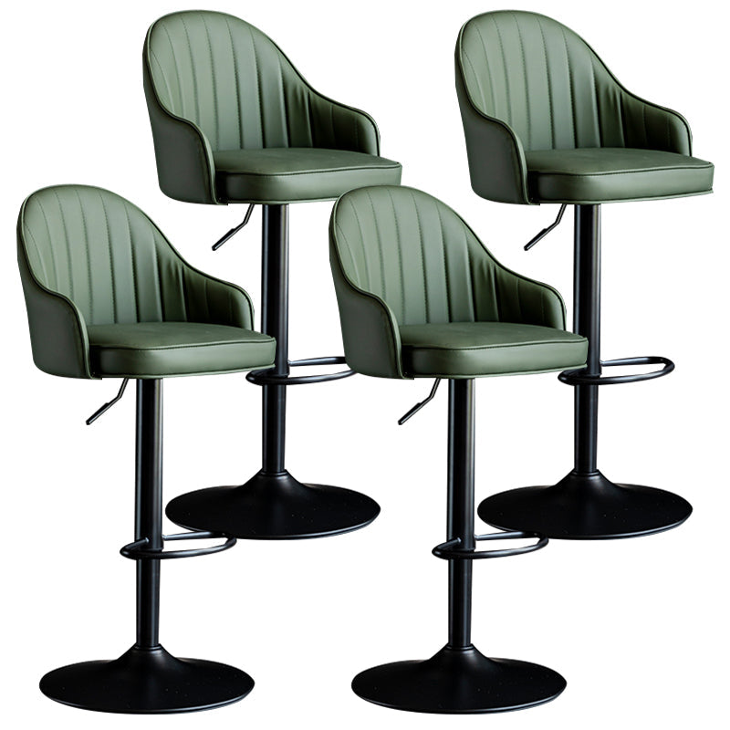 Modern Rotatable Armless Counter Stool Iron Household Bar Stool with Leather Cushion Green Black 4 Piece Set Clearhalo 'Bar Furniture' 'Bar Stools' 'bar_stools' 'furn' 'furn_bar_stools' 'furniture_bar_stools' 'Kitchen & Dining Furniture' 'kitchen&dining_furn' 'kitchen' 'kitchen_furn' Furniture' 4186452