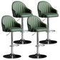 Modern Rotatable Armless Counter Stool Iron Household Bar Stool with Leather Cushion Green Silver 4 Piece Set Clearhalo 'Bar Furniture' 'Bar Stools' 'bar_stools' 'furn' 'furn_bar_stools' 'furniture_bar_stools' 'Kitchen & Dining Furniture' 'kitchen&dining_furn' 'kitchen' 'kitchen_furn' Furniture' 4186453