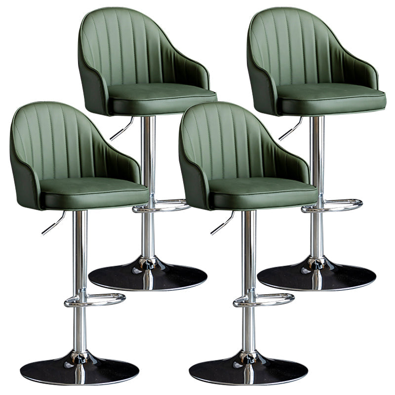 Modern Rotatable Armless Counter Stool Iron Household Bar Stool with Leather Cushion Green Silver 4 Piece Set Clearhalo 'Bar Furniture' 'Bar Stools' 'bar_stools' 'furn' 'furn_bar_stools' 'furniture_bar_stools' 'Kitchen & Dining Furniture' 'kitchen&dining_furn' 'kitchen' 'kitchen_furn' Furniture' 4186453