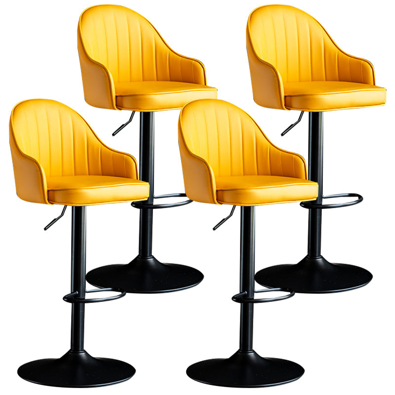 Modern Rotatable Armless Counter Stool Iron Household Bar Stool with Leather Cushion Yellow Black 4 Piece Set Clearhalo 'Bar Furniture' 'Bar Stools' 'bar_stools' 'furn' 'furn_bar_stools' 'furniture_bar_stools' 'Kitchen & Dining Furniture' 'kitchen&dining_furn' 'kitchen' 'kitchen_furn' Furniture' 4186454