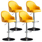 Modern Rotatable Armless Counter Stool Iron Household Bar Stool with Leather Cushion Yellow Silver 4 Piece Set Clearhalo 'Bar Furniture' 'Bar Stools' 'bar_stools' 'furn' 'furn_bar_stools' 'furniture_bar_stools' 'Kitchen & Dining Furniture' 'kitchen&dining_furn' 'kitchen' 'kitchen_furn' Furniture' 4186455