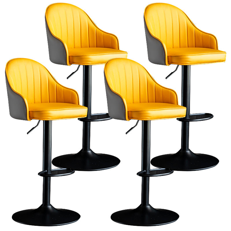Modern Rotatable Armless Counter Stool Iron Household Bar Stool with Leather Cushion Yellow-Gray Black 4 Piece Set Clearhalo 'Bar Furniture' 'Bar Stools' 'bar_stools' 'furn' 'furn_bar_stools' 'furniture_bar_stools' 'Kitchen & Dining Furniture' 'kitchen&dining_furn' 'kitchen' 'kitchen_furn' Furniture' 4186456