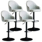 Modern Rotatable Armless Counter Stool Iron Household Bar Stool with Leather Cushion Light Gray Black 4 Piece Set Clearhalo 'Bar Furniture' 'Bar Stools' 'bar_stools' 'furn' 'furn_bar_stools' 'furniture_bar_stools' 'Kitchen & Dining Furniture' 'kitchen&dining_furn' 'kitchen' 'kitchen_furn' Furniture' 4186458
