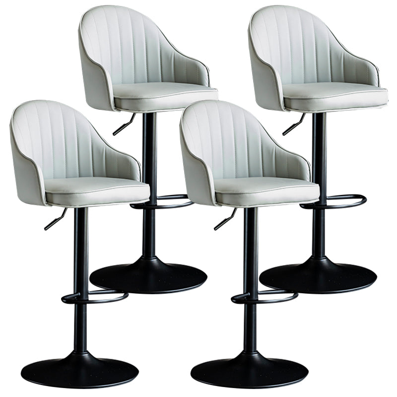 Modern Rotatable Armless Counter Stool Iron Household Bar Stool with Leather Cushion Light Gray Black 4 Piece Set Clearhalo 'Bar Furniture' 'Bar Stools' 'bar_stools' 'furn' 'furn_bar_stools' 'furniture_bar_stools' 'Kitchen & Dining Furniture' 'kitchen&dining_furn' 'kitchen' 'kitchen_furn' Furniture' 4186458