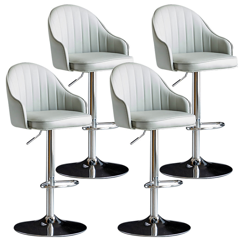 Modern Rotatable Armless Counter Stool Iron Household Bar Stool with Leather Cushion Light Gray Silver 4 Piece Set Clearhalo 'Bar Furniture' 'Bar Stools' 'bar_stools' 'furn' 'furn_bar_stools' 'furniture_bar_stools' 'Kitchen & Dining Furniture' 'kitchen&dining_furn' 'kitchen' 'kitchen_furn' Furniture' 4186459