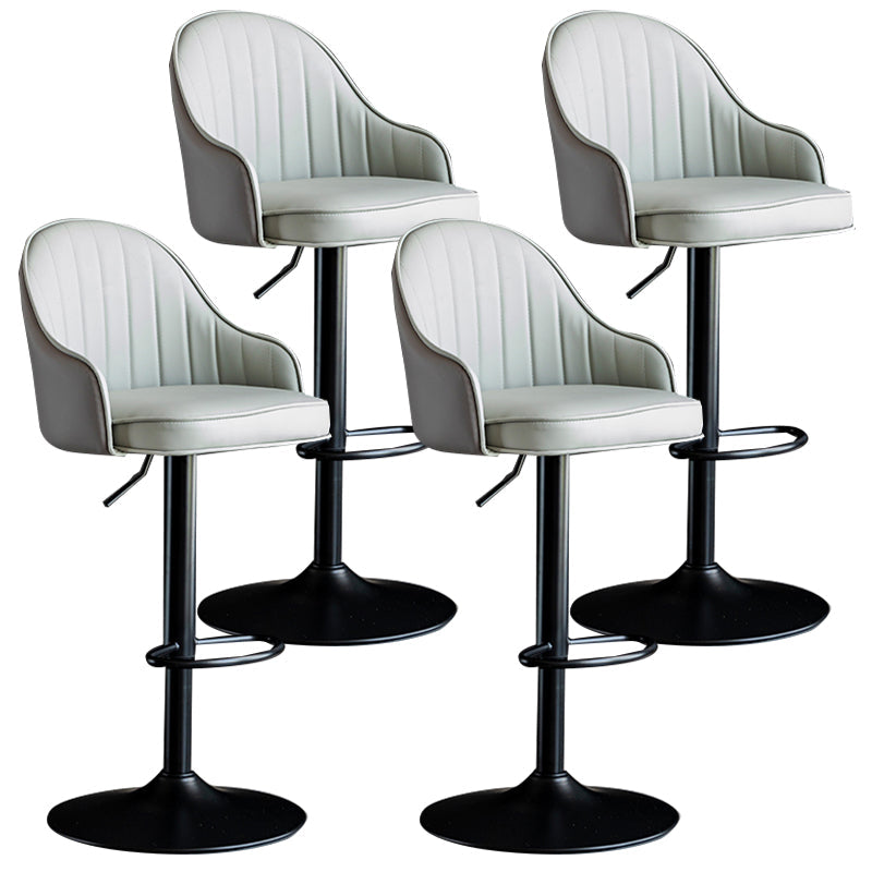 Modern Rotatable Armless Counter Stool Iron Household Bar Stool with Leather Cushion Grey Black 4 Piece Set Clearhalo 'Bar Furniture' 'Bar Stools' 'bar_stools' 'furn' 'furn_bar_stools' 'furniture_bar_stools' 'Kitchen & Dining Furniture' 'kitchen&dining_furn' 'kitchen' 'kitchen_furn' Furniture' 4186460