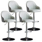 Modern Rotatable Armless Counter Stool Iron Household Bar Stool with Leather Cushion Grey Silver 4 Piece Set Clearhalo 'Bar Furniture' 'Bar Stools' 'bar_stools' 'furn' 'furn_bar_stools' 'furniture_bar_stools' 'Kitchen & Dining Furniture' 'kitchen&dining_furn' 'kitchen' 'kitchen_furn' Furniture' 4186461