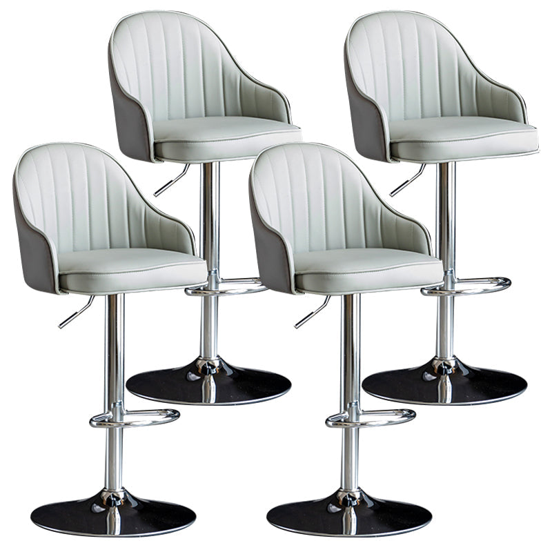 Modern Rotatable Armless Counter Stool Iron Household Bar Stool with Leather Cushion Grey Silver 4 Piece Set Clearhalo 'Bar Furniture' 'Bar Stools' 'bar_stools' 'furn' 'furn_bar_stools' 'furniture_bar_stools' 'Kitchen & Dining Furniture' 'kitchen&dining_furn' 'kitchen' 'kitchen_furn' Furniture' 4186461