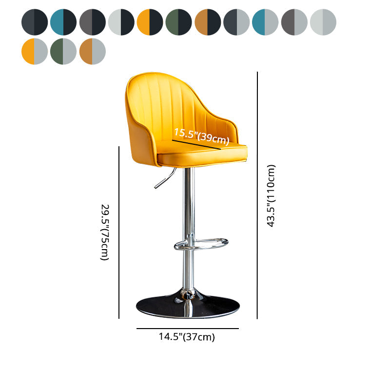 Modern Rotatable Armless Counter Stool Iron Household Bar Stool with Leather Cushion Clearhalo 'Bar Furniture' 'Bar Stools' 'bar_stools' 'furn' 'furn_bar_stools' 'furniture_bar_stools' 'Kitchen & Dining Furniture' 'kitchen&dining_furn' 'kitchen' 'kitchen_furn' Furniture' 4186462