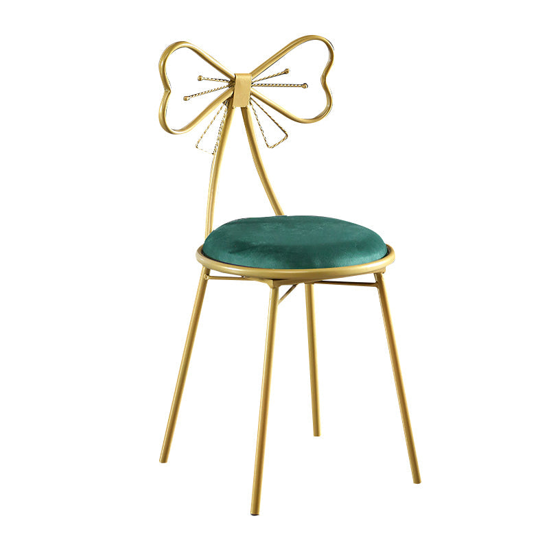 Upholstered Armless Glossy Bar Stools With Cushion And Metal Legs Green 1 Piece Short Stool(18"H) Clearhalo 'Bar Furniture' 'Bar Stools' 'bar_stools' 'furn' 'furn_bar_stools' 'furniture_bar_stools' 'Kitchen & Dining Furniture' 'kitchen&dining_furn' 'kitchen' 'kitchen_furn' Furniture' 4186464