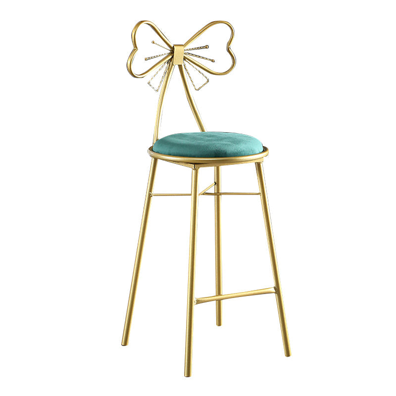 Upholstered Armless Glossy Bar Stools With Cushion And Metal Legs Green 1 Piece Counter Stool(26"H) Clearhalo 'Bar Furniture' 'Bar Stools' 'bar_stools' 'furn' 'furn_bar_stools' 'furniture_bar_stools' 'Kitchen & Dining Furniture' 'kitchen&dining_furn' 'kitchen' 'kitchen_furn' Furniture' 4186465